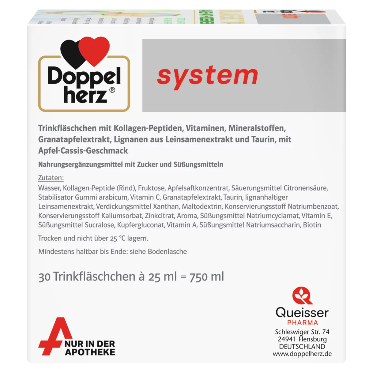 Abbildung der Produktverpackung Doppelherz system KOLLAGEN EXTRA Seitenansicht rechts